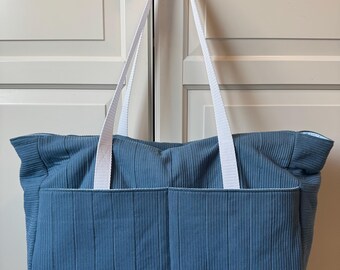 Handmade Diaper Bag with Exterior Pockets | Large Baby Tote | Machine Washable | 17x6x12
