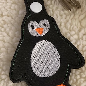 Penguin Keychain, Penguin Key Chain, Penguin Snap Tab Key Fob, Penguin Tag, Penguin Key Chain