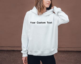 EMBROIDERED benutzerdefinierter Text Hoodie, personalisierter Hoodie, personalisiertes Geschenk für Braut, benutzerdefinierter Text Pullover, Geschenk für Mutter, benutzerdefinierter Hoodie