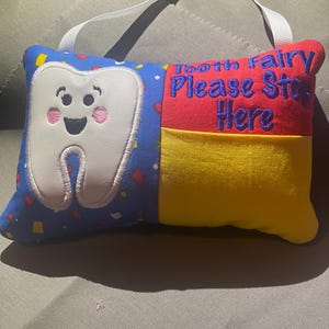 Keepsake Tooth Fairy Pillow| 5x7 inch| Red, Blue & Yellow