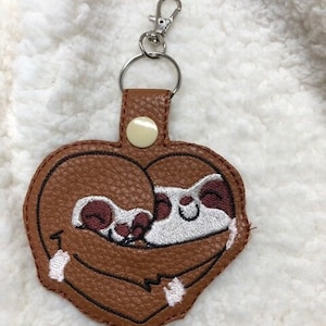 Sloth Keychain, Sloth Snap Tab, Sloth Key Fob,  Hugging Sloth Keychain