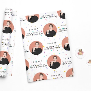 Set di carta da regalo e etichette regalo per il compleanno degli amici - Ross Happy Birthday