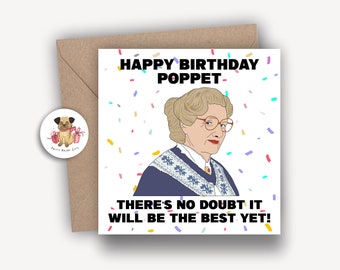 Happy Birthday Poppet Birthday Card, Funny Birthday Card, Friends Birthday , Film Card, Film Card, Gift Wrap, Gift Set, Mrs Doubtfire