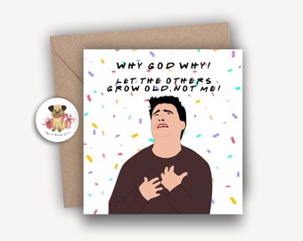 Grappige vrienden verjaardagskaart, grappige wenskaart, Happy Birthday Card, verjaardagskaart, Joey Card, kaart voor haar
