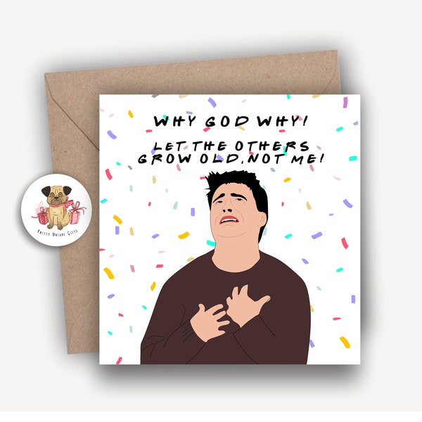 Tarjeta de cumpleaños de amigos divertidos, tarjeta de felicitación divertida, tarjeta de feliz cumpleaños, tarjeta de cumpleaños, tarjeta Joey, tarjeta para ella