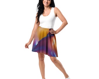 Skirt for Every Day Wear Skirt for Travel with Bright Colors and Wavy Pattern Easy Care Skirt Gift for Her