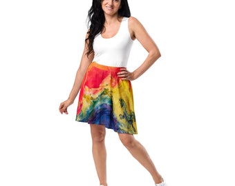 Skater Skirt Bright Pop of Color Mini Skirt Mid Thigh Skirt for Every Day Wear Easy Care Skirt Versitile Mix and Match Skirt