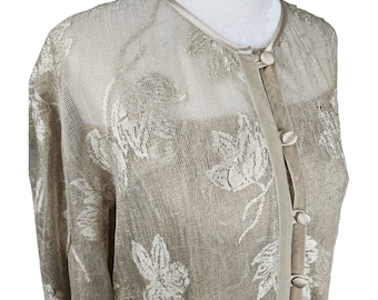 Sue Wong Nocturn Embroidered Lace Jacket Maxi Skirt Mother of the Bride Taupe