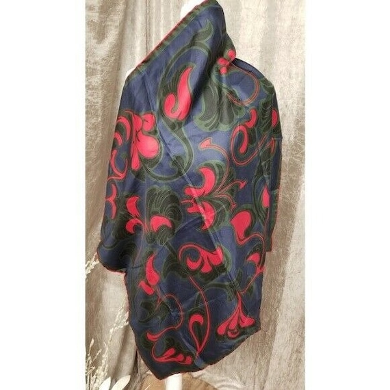 Vintage Richard Allan Silk Scarf Green Blue Red Sq