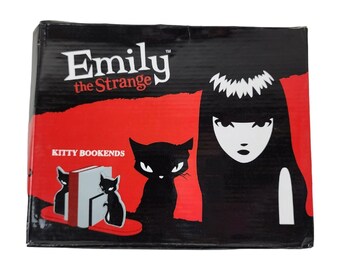 Emily the Strange Kitty Bookends Miles Nee Chee Black Cat Goth Red Comics Kitten