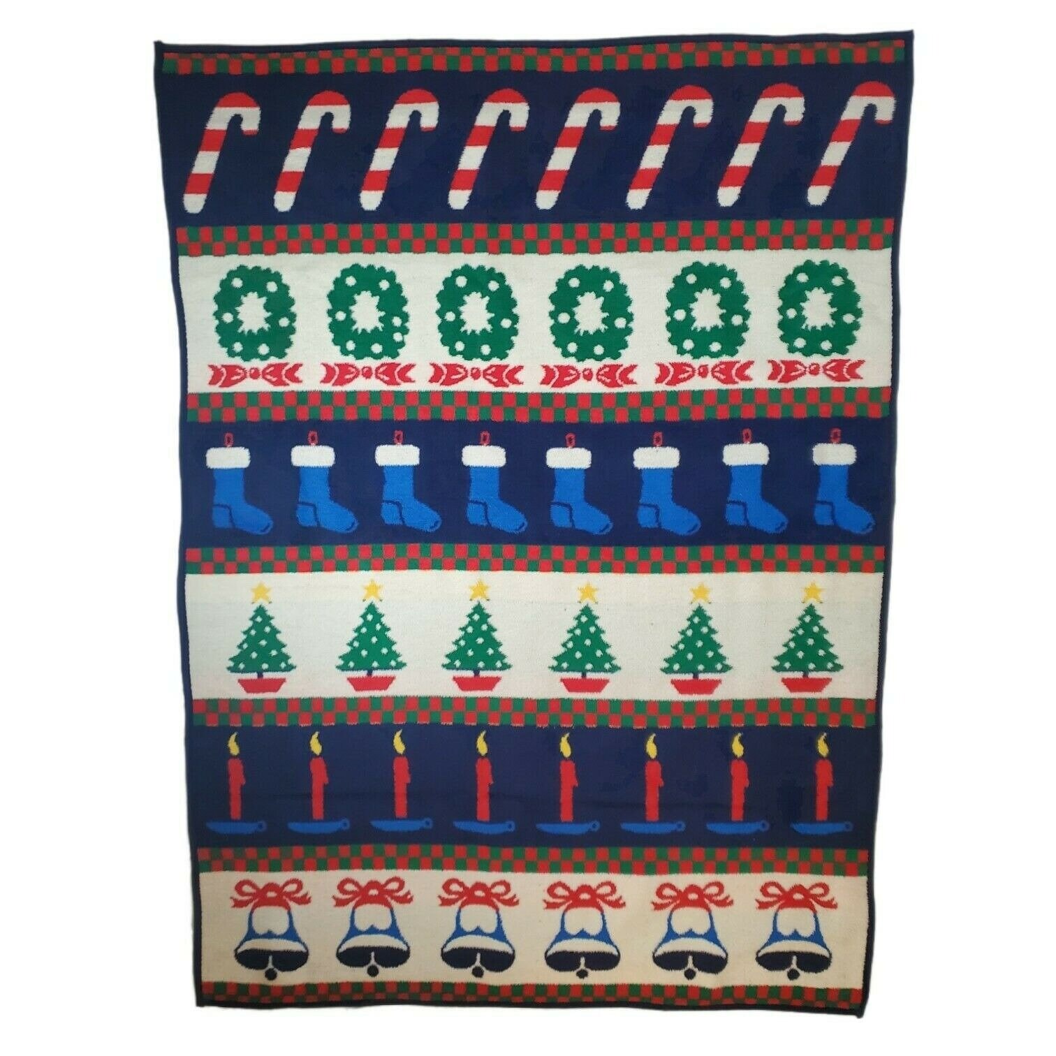 San Marcos Fleece Blanket Red Green Black Stripe 45