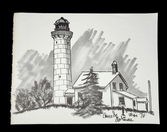 VTG Door County Art Print Charlene Corman Baileys Harbour Cana Island Leuchtturm
