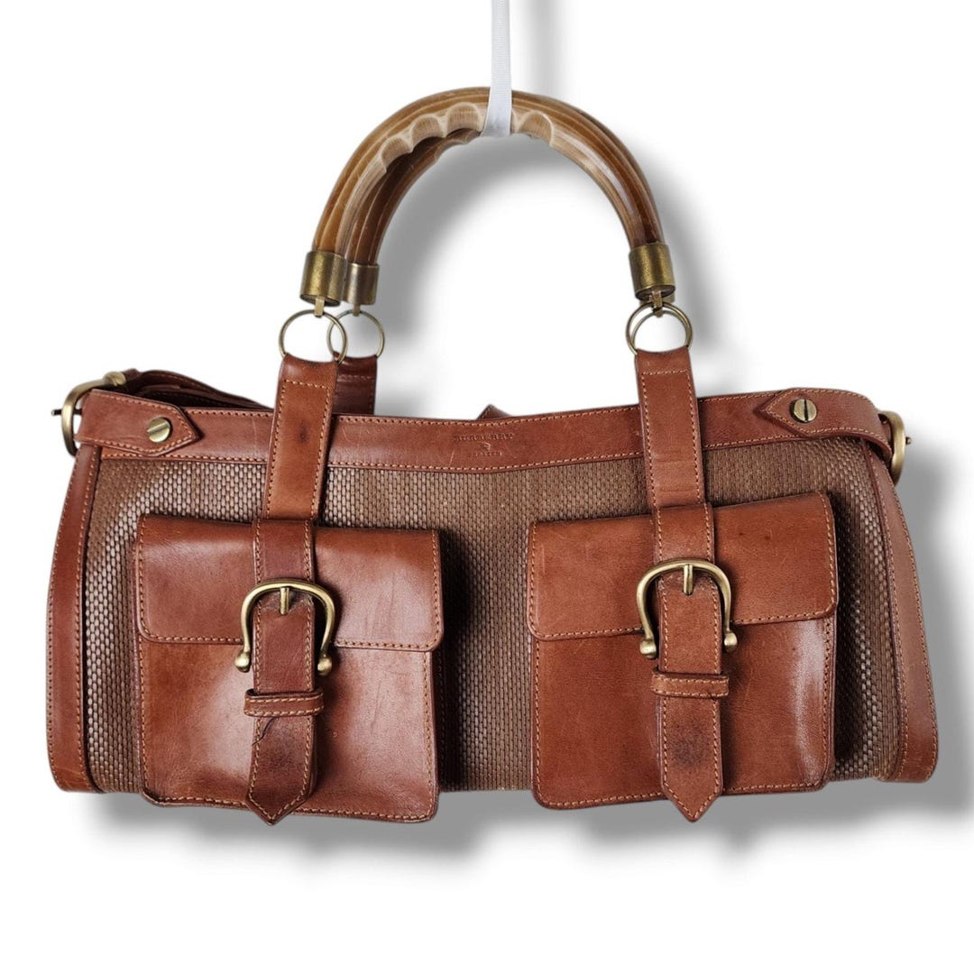 Authentic Vintage Burberry Prorsum Leather Saddle Bag Brown Basket