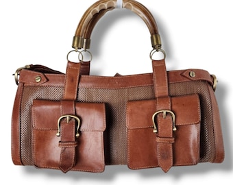 Authentic Vintage Burberry Prorsum Leather Saddle Bag Brown Basket