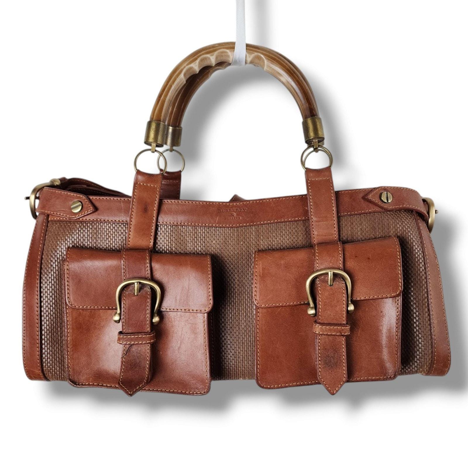 Authentic Vintage Burberry Prorsum Leather Saddle Bag Brown Basket