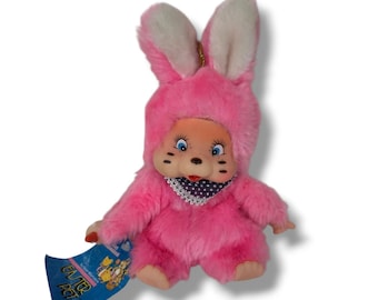 Vintage Easter Bunny Plush Stuffed Animal Doll Monchichi Monchhichi Friends Toy