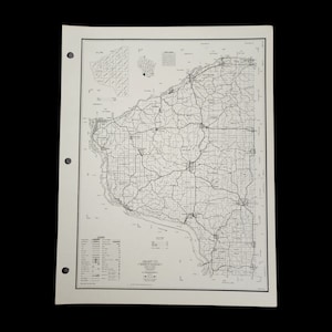 VTG Grant County Map Wisconsin Department of Transportation Highways 1974 Roads