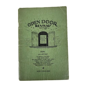 Open Door Revival Gospel Songs VTG Song Book Christian Church Hymns Hymnal 1936