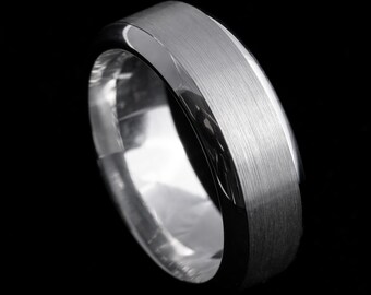 Herren gebürstet 925 Sterling Silber Ehering - Silber Ehering - Versprechen Ring