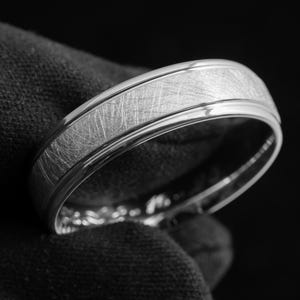 Men&#39;s Hand Brush 925 Sterling Silver Wedding Ring - Silver Wedding Band - Promise ring