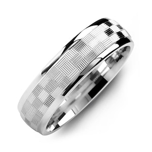 Men&#39;s Dome Puzzle Pattern 925 Sterling Silver Wedding Ring - Silver Wedding Band - Promise ring