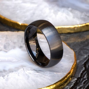 Men's Classic Ceramic Brush Finish Wedding Band - Wedding Ring - Promises Ring