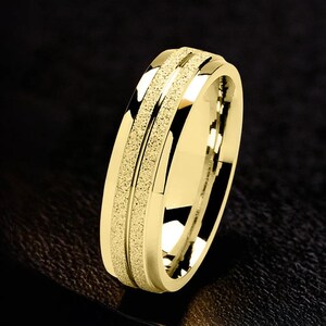 Dome Laser Finish Polished Edges Band, Classic Gold Wedding Band 6MM, Men’s Comfort Fit Wedding Band, 10k, 14k, 18k Genuine Gold Men’s Band