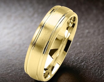 Men's Gold Wedding Band 6MM, Men’s Comfort Fit Wedding Band, 10k, 14k, 18k Genuine Gold Men’s Band