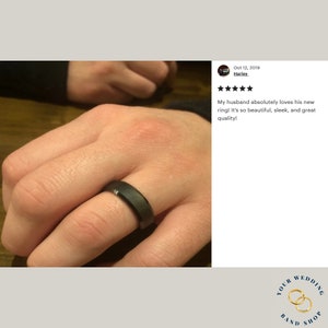 Men's Brush & Beveled Black Ceramic Wedding Band 7mm Wedding Ring, Promise Ring image 3
