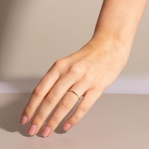 10k 14k 18k Yellow Gold 1mm Thin Band, Dainty Stacking Ring for Women, Minimalist Wedding Ring, Simple & Delicate Solid Gold Band