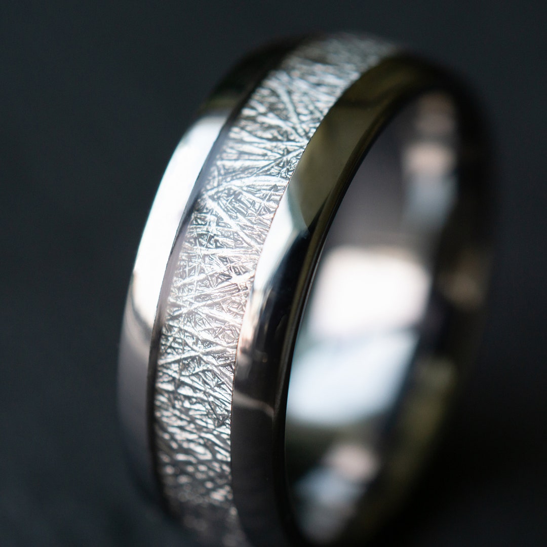 Meteorite Tungsten Wedding Ring - 8mm Unique Tungsten Wedding Ring - Etsy