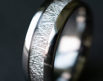 Meteorite Tungsten Wedding Ring - 8mm Unique Tungsten Wedding Ring