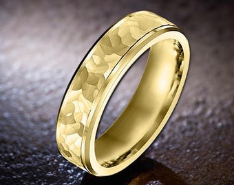 Men's Gold Wedding Band 6MM, Men’s Comfort Fit Wedding Band, 10k, 14k, 18k Genuine Gold Men’s Band
