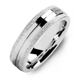 Men&#39;s Laser Finish Edges Carved Center Wedding Ring - Silver Wedding Ring - Promise ring