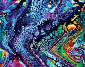 Trippy Fluid Art giessen Poster 20x30 – Psychedelische Wanddekoration, Retro abstrakte Kunst der 70er