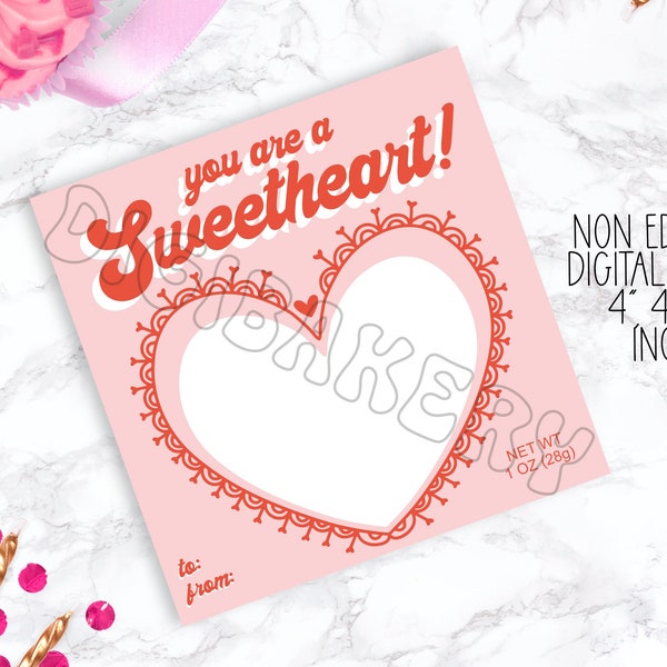 You are a sweetheart square cookie box backer, printable cookie card, instant download valentine card, COOKIE BOX BACK,4, 4.25 & 5" squares