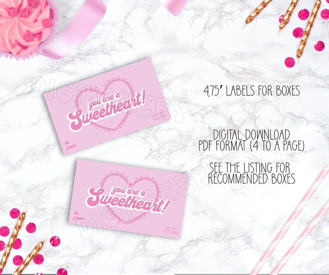 Printable Label for Sweethearts Box Front, 4.75 X 2.75,printable Cookie ...