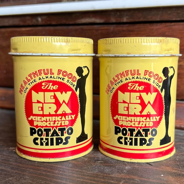 The New Era Potato Chip Miniature Salt and Pepper Shaker Set - Vintage Advertising Retro Decor