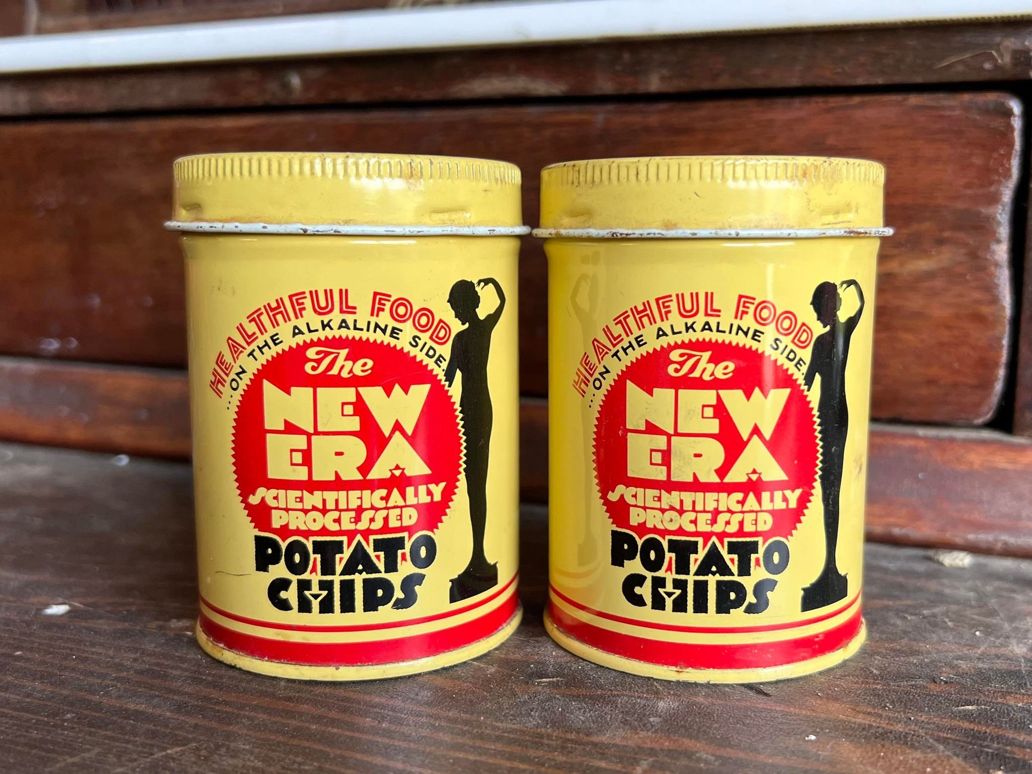 The New Era Potato Chip Miniature Salt and Pepper Shaker Set Vintage