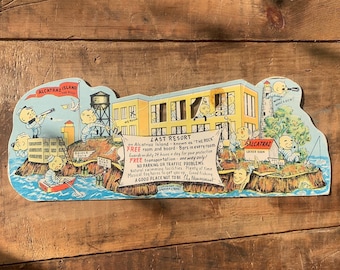 Vintage 1952 Alcatraz Last Resort Lithograph Postcard - Die - Cut Joseph Rossi Cartoon Picture