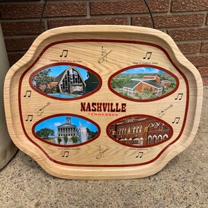Nashville Serving Tray Platter - Retro Travel Souvenir - Country Music Decor