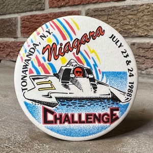 Niagara Challenge Speed Racing Boat Pin Button - July 23 & 24 1988 - Tonawanda NY - Vintage Advertising