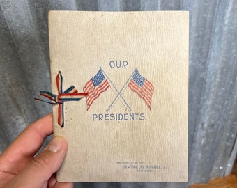 1896 "Our Presidents" Book - New York Life Insurance Co. - US History 1779-1896 - Antique Ephemera Advertising