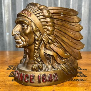 RARE Iroquois Indian Head Beer Foam Scraper Bar Storage Caddy - Antique ...