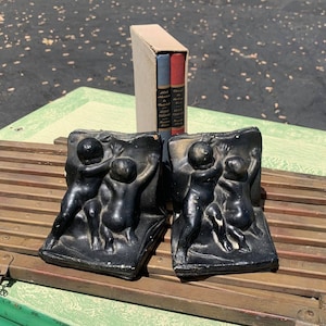 Vintage Cherub Bookends - Rustic Library Decor - Interior Design Antique Home Decor
