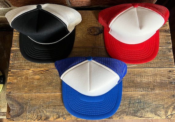 THREE Vintage New Old Stock Trucker Snapback Hats - Red Blue  display picture 2