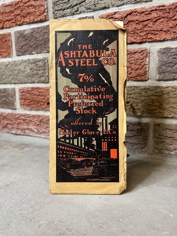 The Ashtabula Steel Co. Preferred Stock Brochure - Antique Advertising  Booklet Ephemera