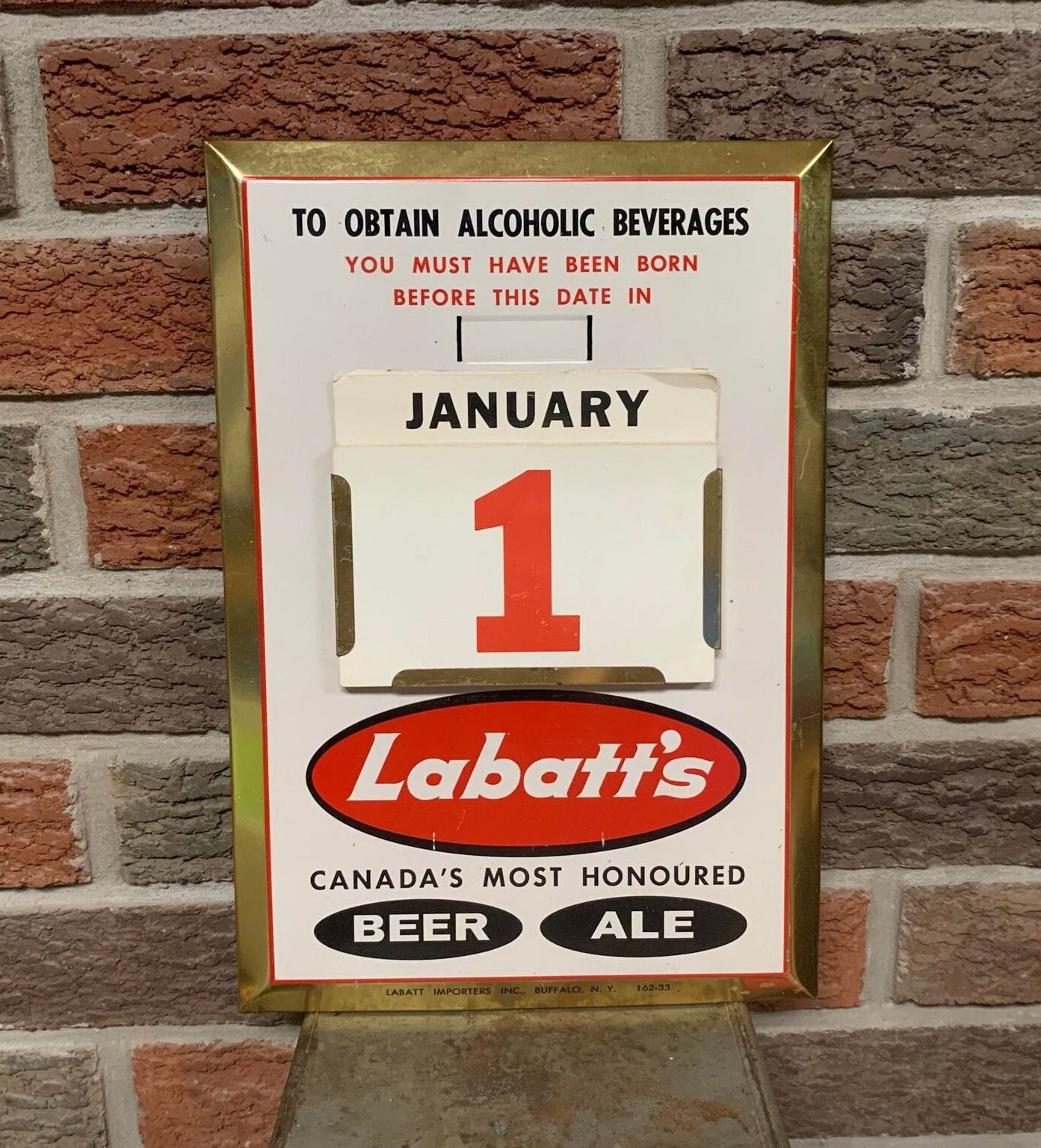 Vintage Labatt's Beer Sign - Drinking Age Calendar - Buffalo NY