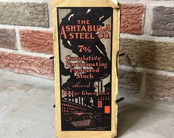 The Ashtabula Steel Co. Preferred Stock Brochure - Antique Advertising Booklet Ephemera