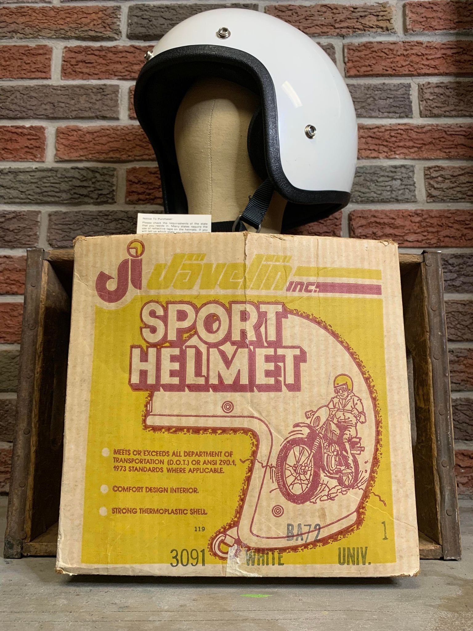 Vintage 1970's Javelin Sport Motorcycle Helmet - Original